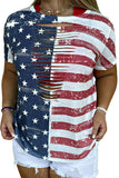 Plus Size Laser Cut USA Flag Printed T-shirt