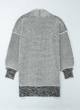 Gray Textured Knit Pocketed Duster Cardigan