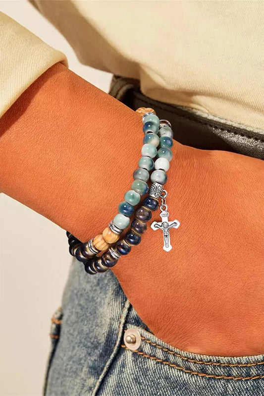 Double-Layered Cross Beading Bracelet