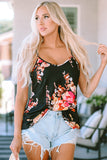 Floral Print Adjustable Spaghetti Strap V Neck Tank Top