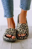 Leopard Print Thick Sole Slip On Slippers