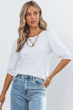 Puff Sleeve Top with Keyhole Back