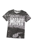 MAMA Leopard Print Short Sleeve Casual Graphic Tee