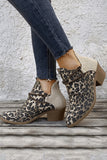 Retro Canvas Patchwork Chunky Heel Booties