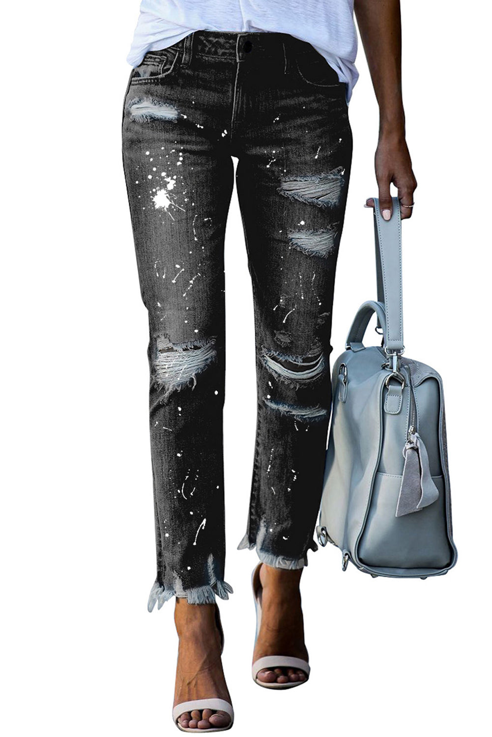 Ink Splash Distressed Skinny Jeans