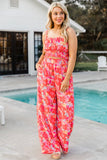 Boho Floral Sleeveless Wide Leg Pocket Pants Set