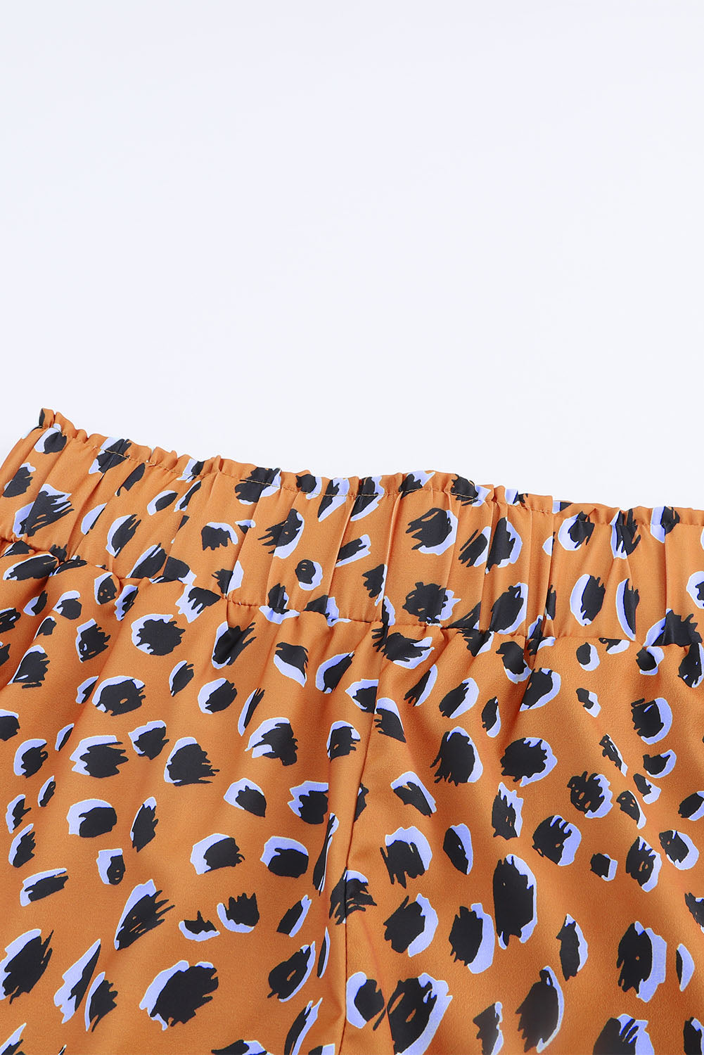 Leopard Print Ruffle Elastic Waist Shorts