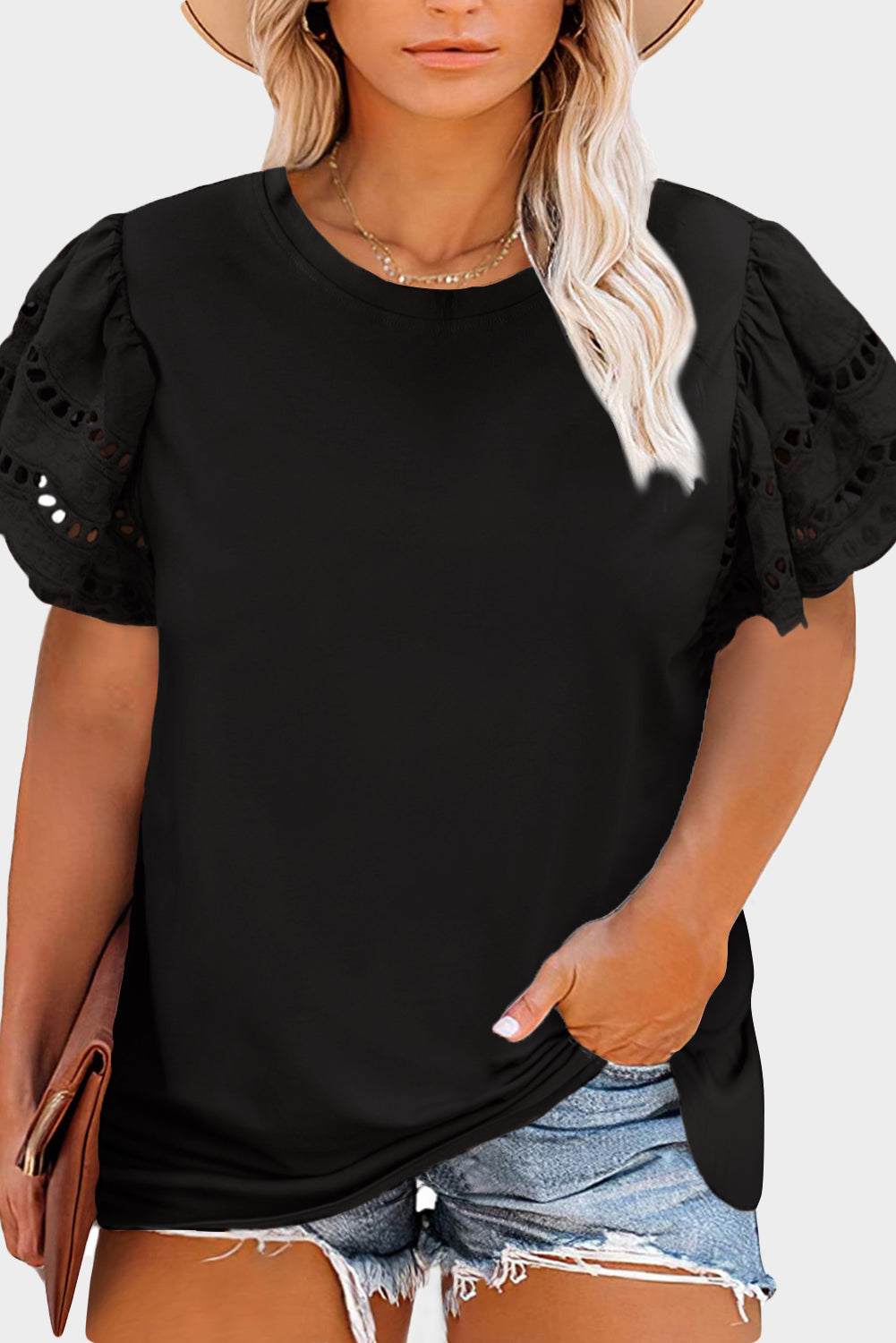 Plus Size Flutter Sleeve Top