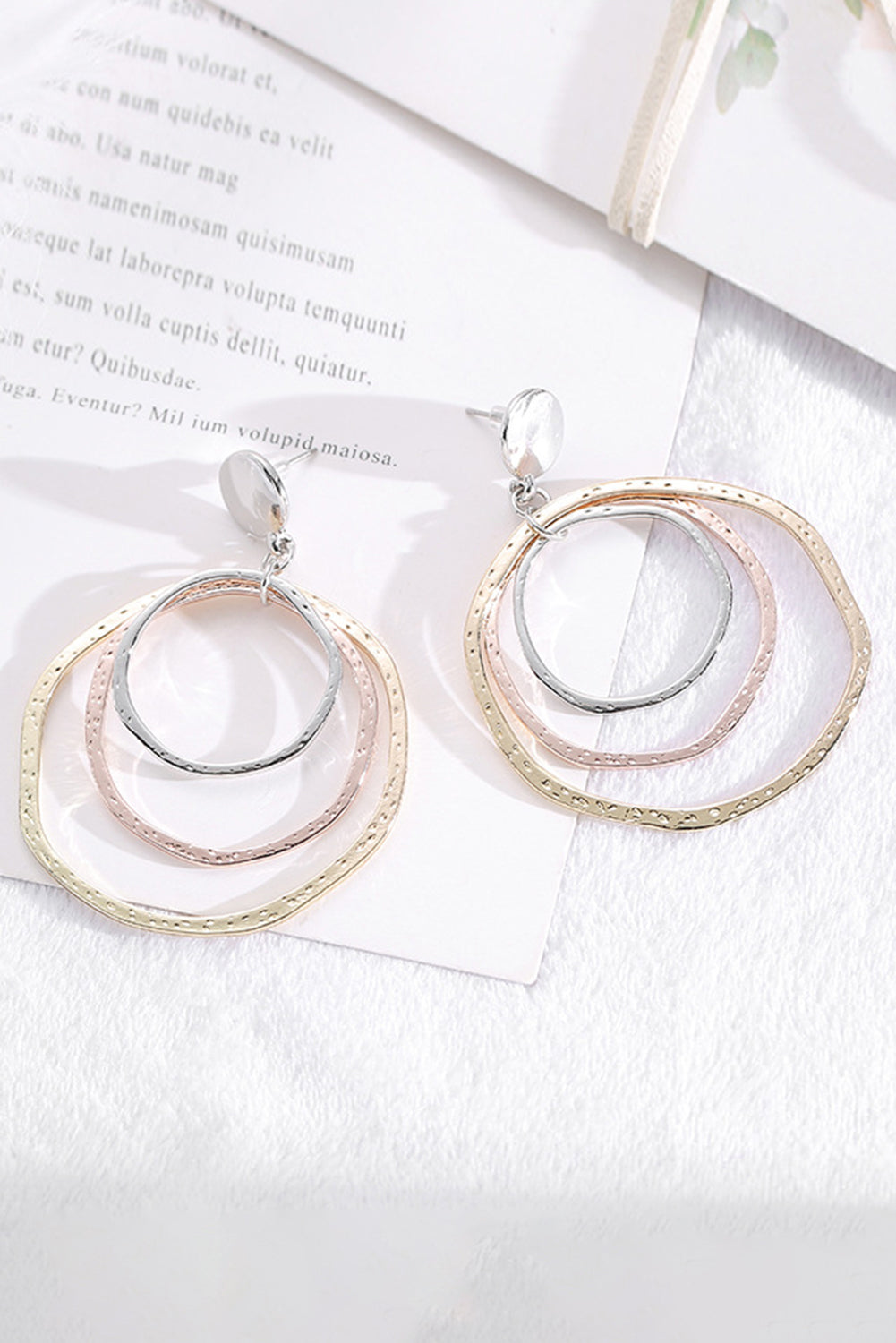 3-color Concentric Rings Dangle Earrings