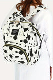 Cow Spot Print Multi Pocket Canvas Backpack