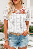 Long Sleeve Embroidered Print Blouse