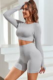 Long Sleeve Seamless Crop Smoke