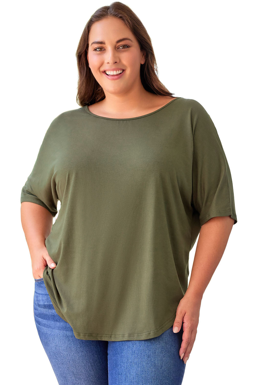 Plus Size Hollow-out Back Slouchy Tee