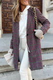 Pink Plaid Lapel Collar One Button Midi Coat