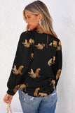 Black Cheetah Animal Print Button Up Satin Shirt