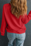 Red Rhinestone Fox Drop Shoulder Pullover Sweatshirt