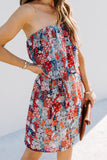 Floral Print Tiered Ruffled Bandeau Mini Dress