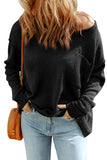 Solid Color Off Shoulder Rib Knit Sweater with Pocket