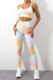 2pcs Tie Dye Yoga Bra and High Waist Leggings Set