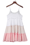 White Frill Straps Color Block Tiered Tank Top