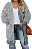 Gray Textured Knit Pocketed Duster Cardigan