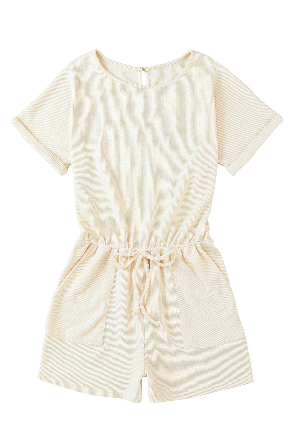 Ribbed Elastic Waist Romper