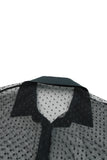 Polka Dot Button Up Short Sleeve Sheer Kimono