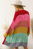 Color Block Patchwork Open Front Cardigan