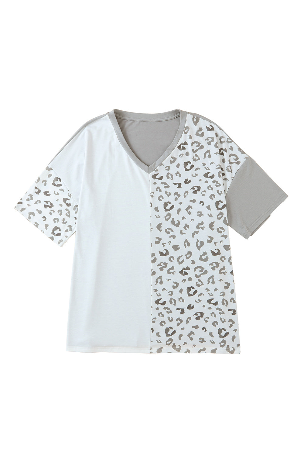 Plus Size Leopard Patchwork Short Sleeve Top