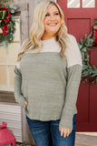 Plus Size Colorblock Knit Long Sleeve Top