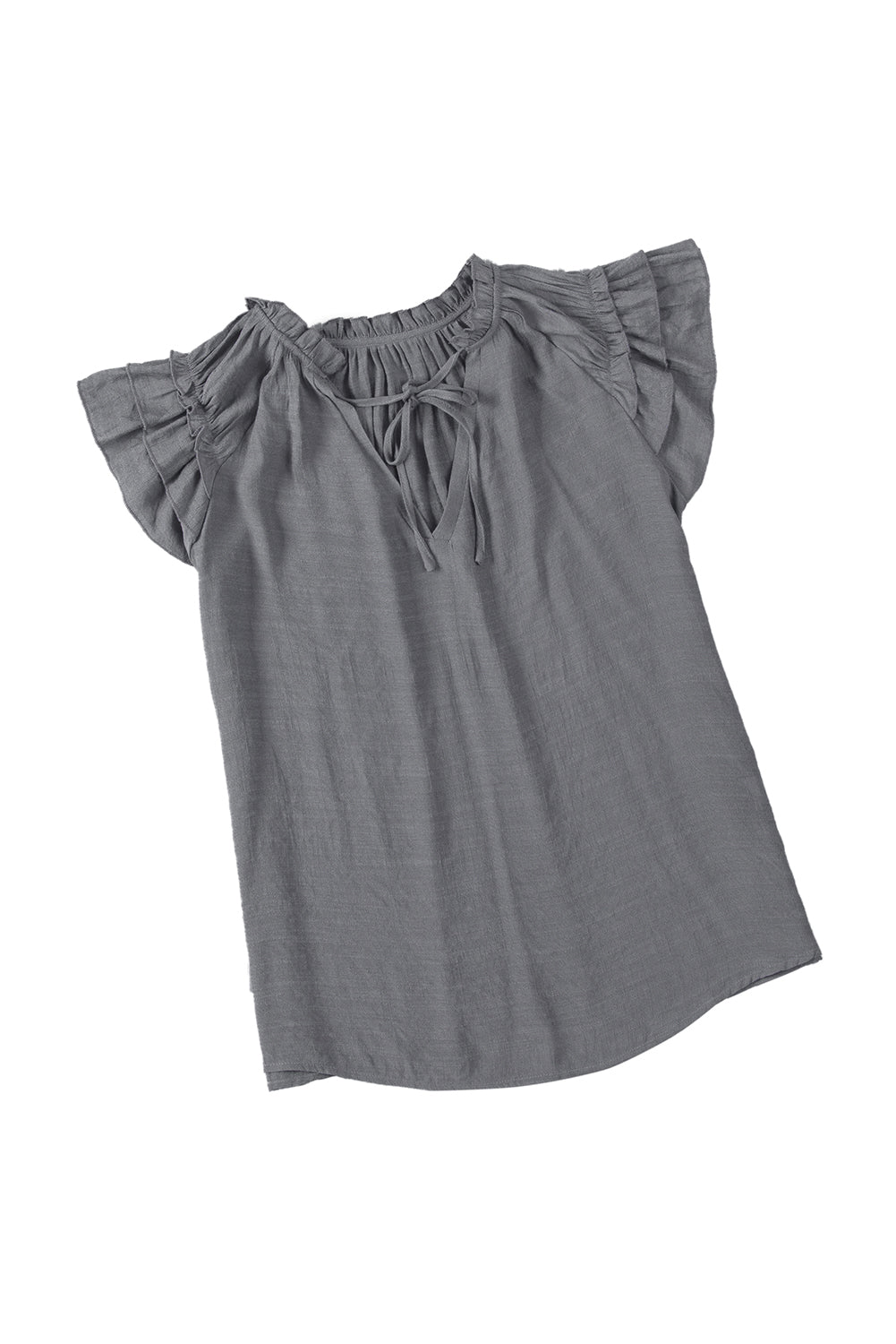 Tiered Ruffled Drawstring V Neck Top