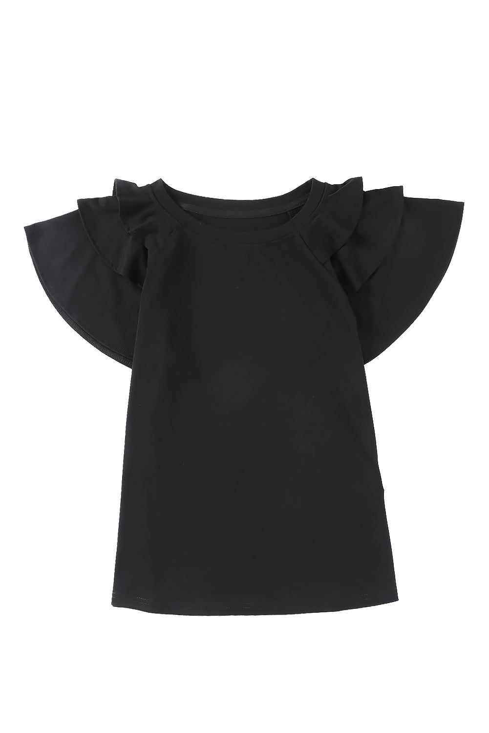 Plain Tiered Ruffled Short Sleeve T Shirt