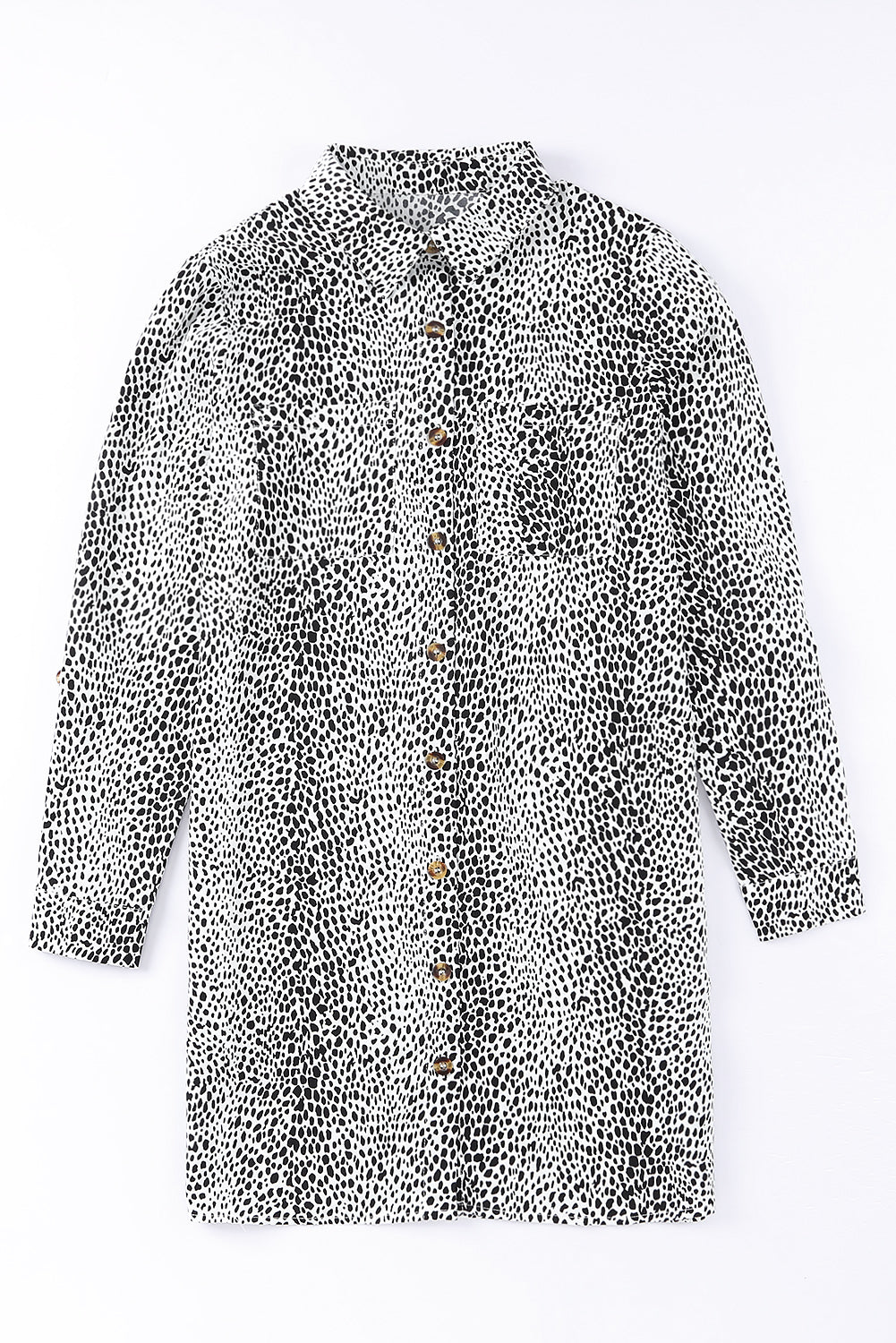 Long Sleeve Animal Print Shirt Dress