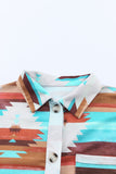 Aztec Print Buttoned Pocket Chest Long Sleeve Shirt