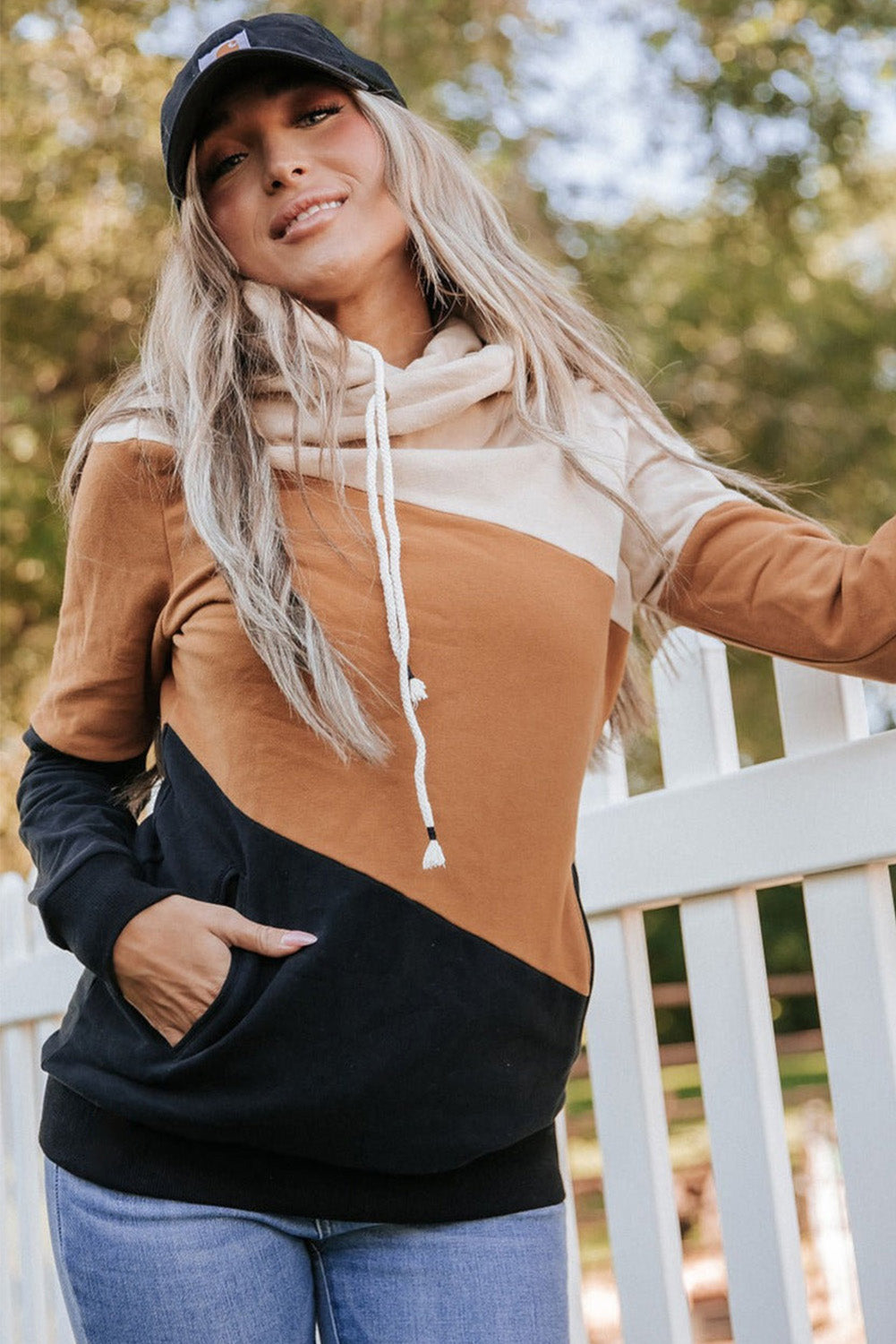 Colorblock Pocketed Hoodie