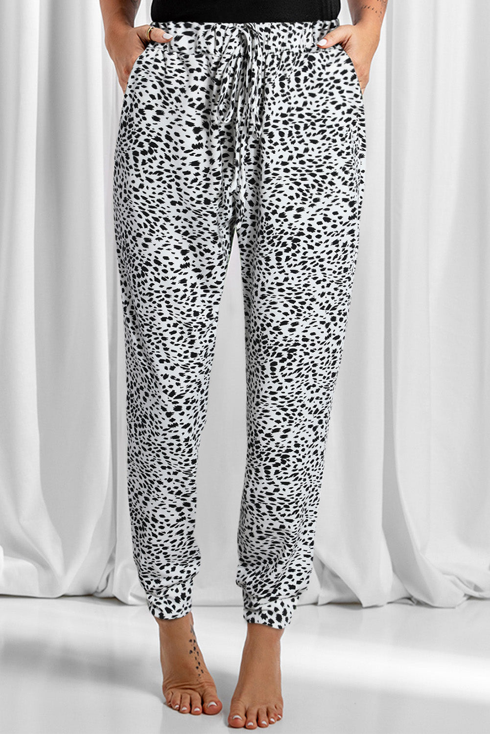 Animal Spots Drawstring Lounge Jogger Pants