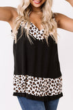 Leopard Patchwork Spaghetti Straps Tank Top