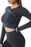 Asymmetric Zipped Ribbed Long Sleeve Yoga Top