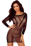 Long Sleeved Bodycon Keyhole Mesh Chemise