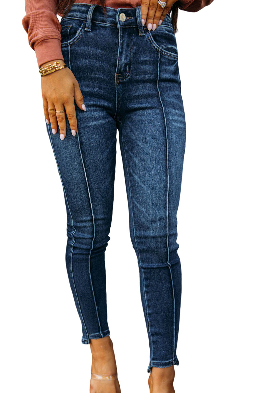 Seamed High Waist Skinny Fit Jeans