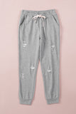 Pantalon de jogging court gris chiné effet vieilli