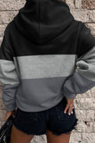 Blue Triple Color Block Hoodie with Kangaroo Pocket