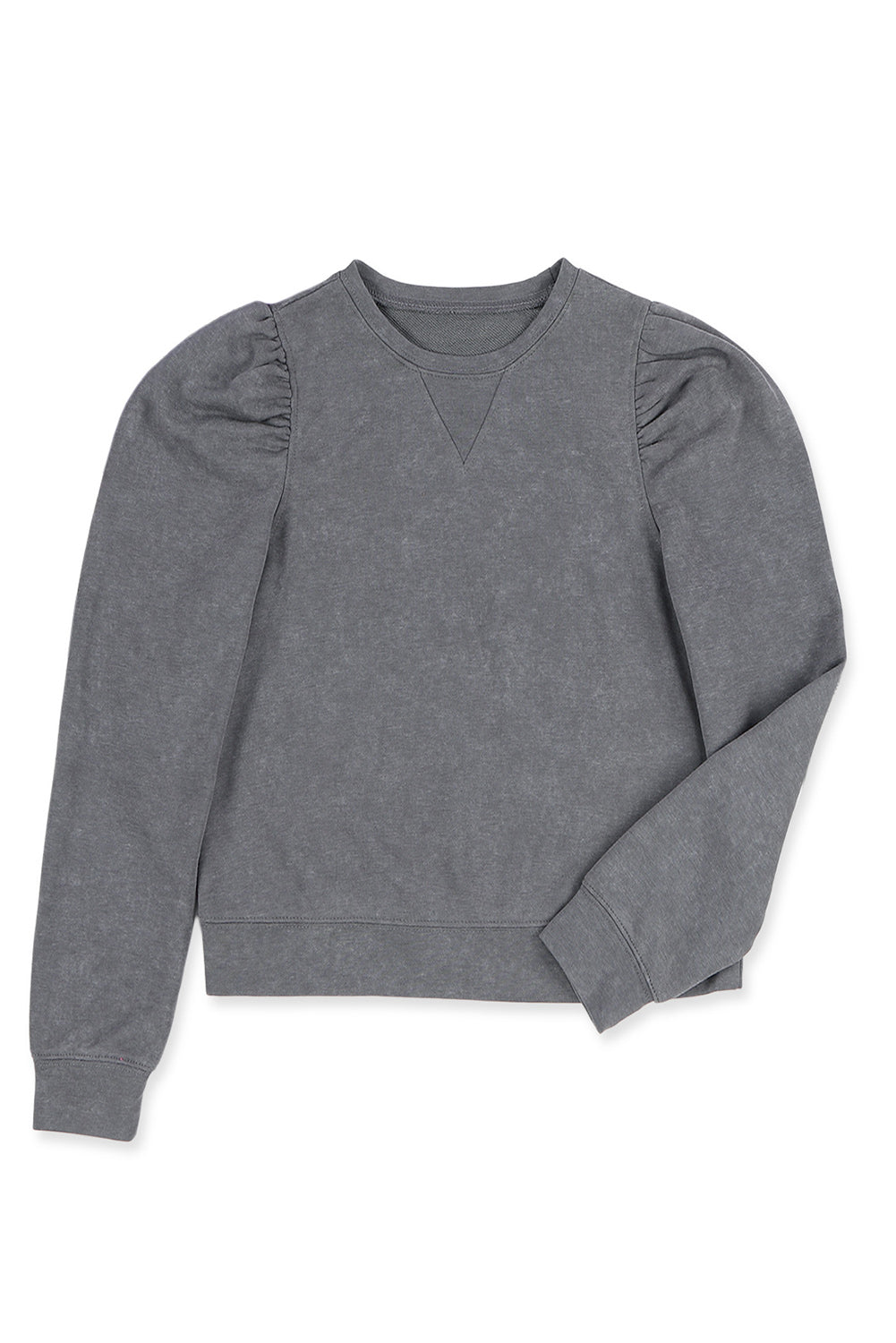 Gray Vintage Washed Puff Sleeve Sweatshirt