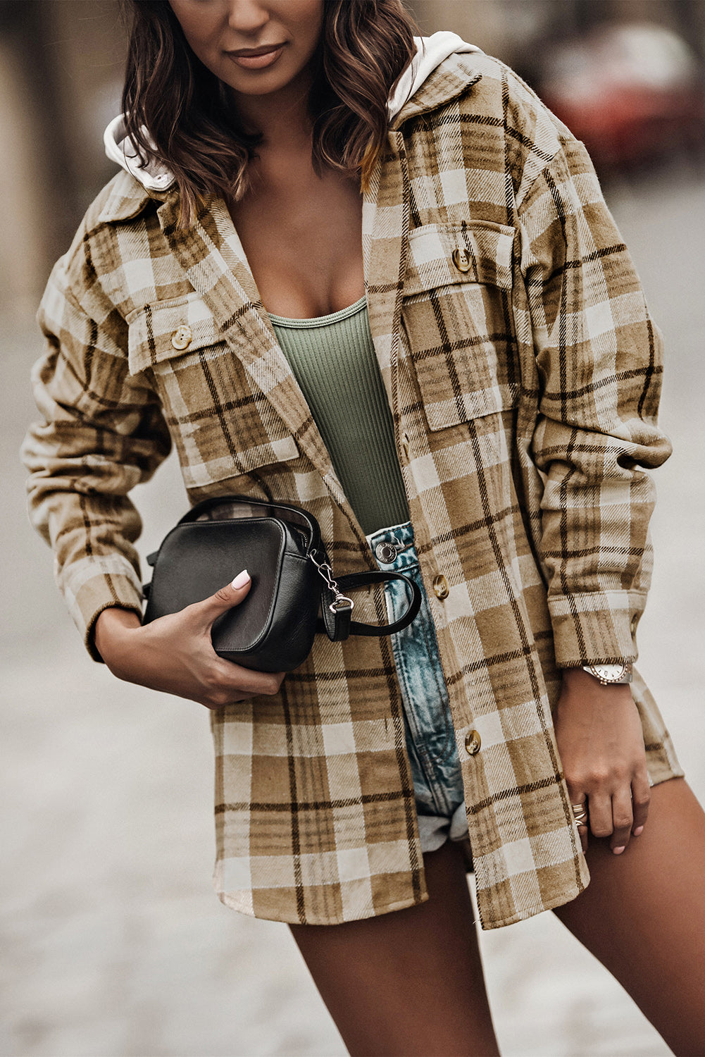 Plaid Shirt Hooded Jacket