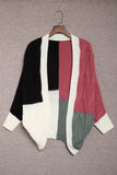 Color Block Loose Open Front Knitted Cardigan