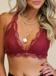 Halter Scalloped V Neck Lace Bralette