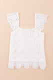 Lace Crochet Ruffled Square Neck Tank Top