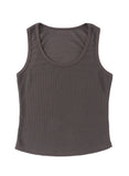 Plain Waffle Knit U Neck Tank Top