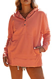 Turquoise Batwing Sleeve Pocketed Henley Hoodie