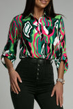 Abstract Print Roll-tab Sleeve Chest Pocket Shirt